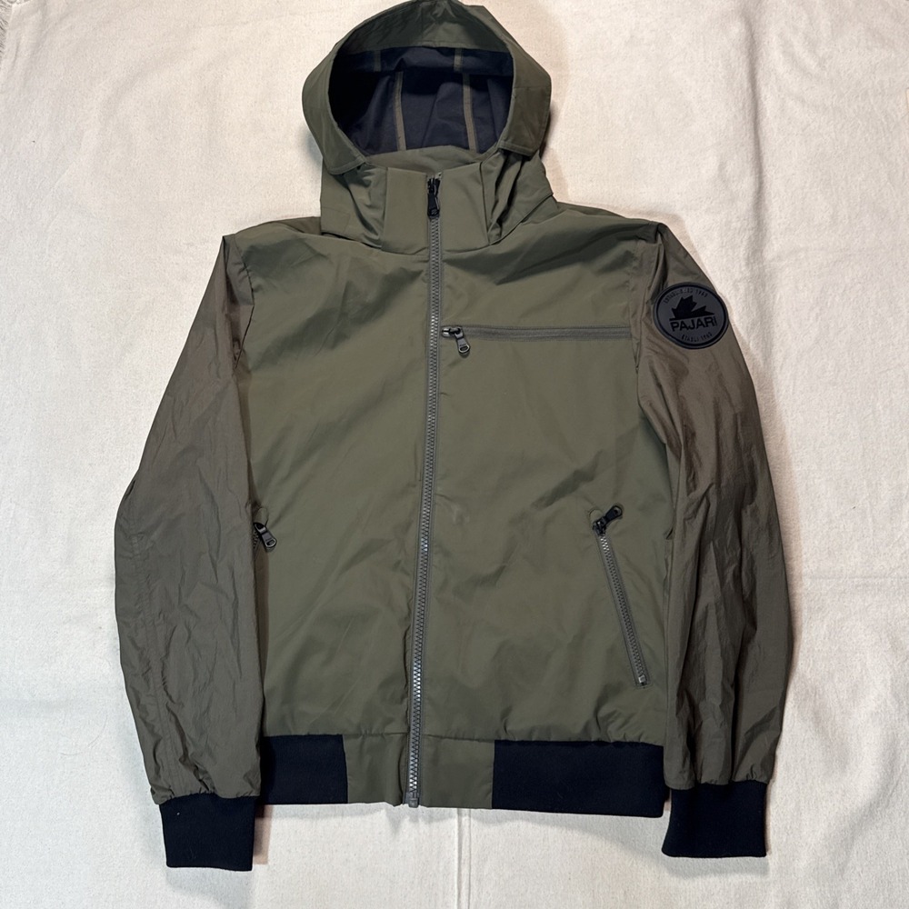 Pajar Canada Hooded Jacket Mens M Olive Green Spencer Rain Repellent Packable